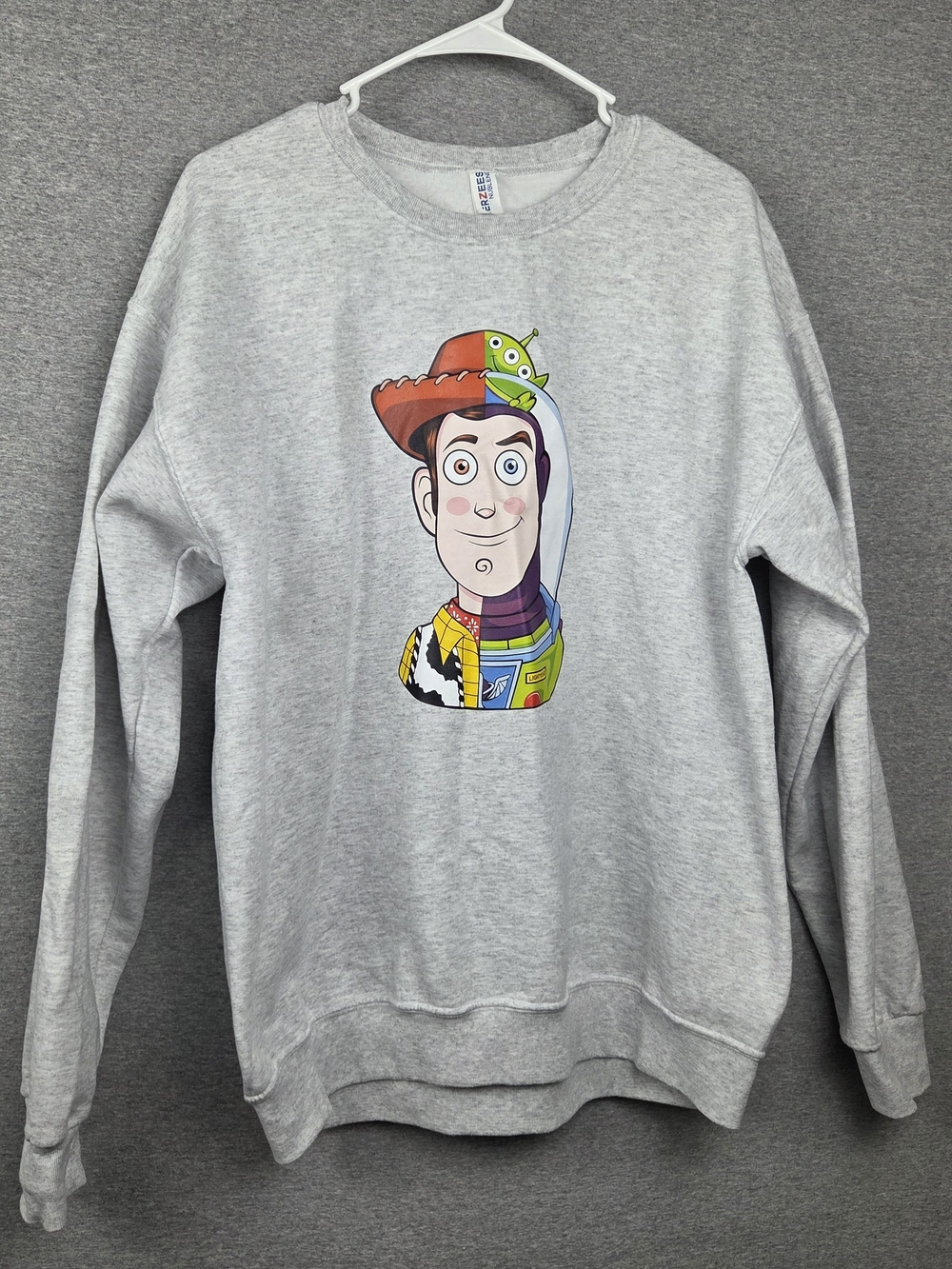 Womens Light Gray Graphic Sweatshirt - Toy Story Woody Buzz Lightyear Size Large